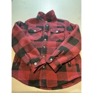 Weatherproof Boys Red Black Buffalo Plaid Fleece Sherpa Lined Shirt‎ Jacket 8